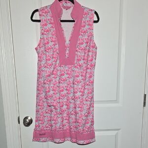 Simply Southern Pink Polo with Turquoise Flamingo Trim